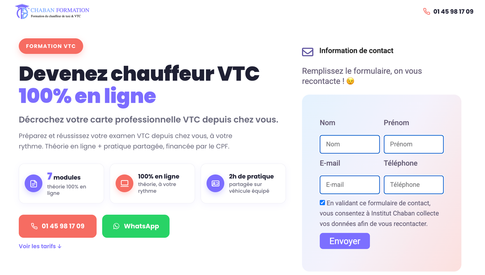 Formation VTC en ligne en Île-de-France 150€ ou 0€ avec le CPF
